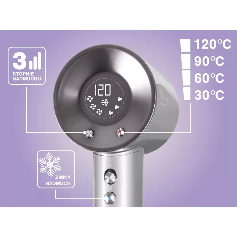 ELDOM HT280 Plaukų džiovintuvas, 1650 W, pilkas, 3 temperatūros režimai, 2 greičio režimai, šalto oro funkcija, koncentratoriaus antgalis, nuimamas oro filtras, pakabinimo kilpa, apsauga nuo perkaitimo, 1,8 m laidas