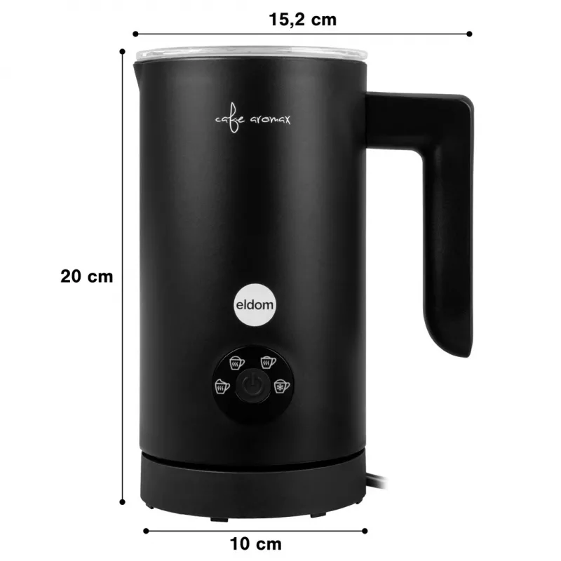 ELDOM SI560C pieno plakiklis juodas - 500W automatinis karšto ir šalto pieno plakimas, 300ml pašildymas, nerūdijantis plienas