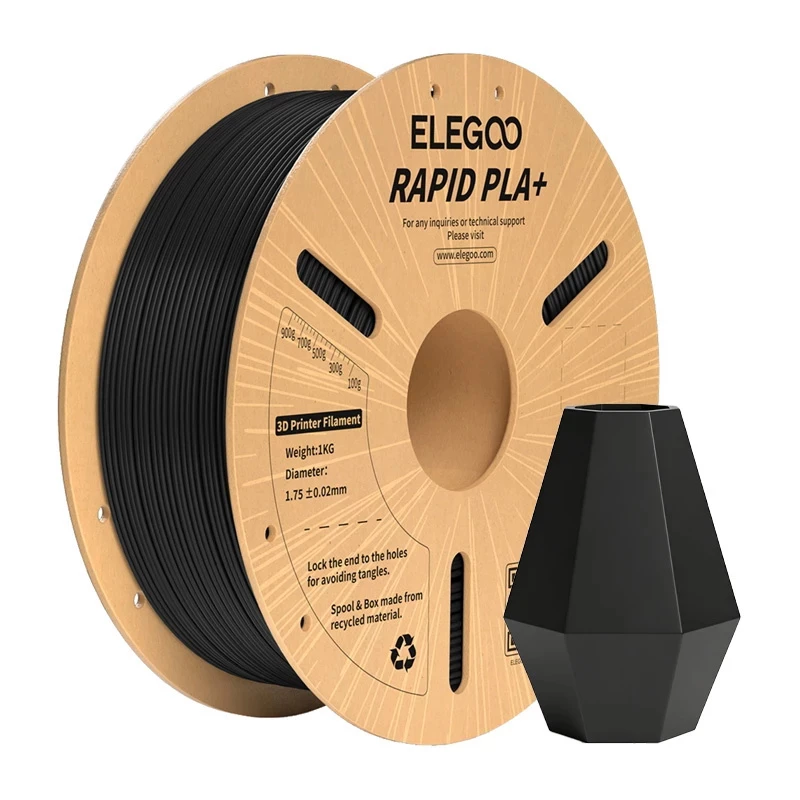 ELEGOO Rapid PLA+ Filament (Juodas) - Greitai spausdinantis 3D gijos
