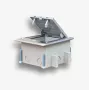 EMITER Floor Box 6M IP66 – Grindinė dėžė su atverčiamu dangteliu, skirta 22,5x45 mm (45x45 mm) standartiniams kištukiniams lizdams