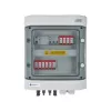 EMITER Switchgear Attached DCAC Hermetic IP65 EMITTER su nuolatinės srovės apsauga nuo viršįtampių Dehn 1000V 2 tipo, 2 x PV grandinė, 2 x MPPT // ir kintamos srovės Dehn 2 tipo, 16A 3-F, RCD A tipo 40A/300mA