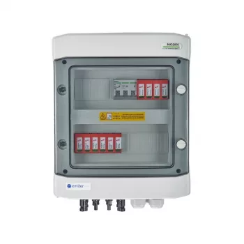 EMITER Switchgear Attached DCAC Hermetic IP65 EMITTER su DC apsauga nuo viršįtampių Dehn 1000V Type 2, 2 x PV String, 2 x MPPT // og. AC Dehn Type 2, 16A 3-Phase