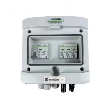 EMITER Switchgear Attached DCAC Hermetic IP65 EMITTER su Noark 1000V Type 1+2 DC ir AC apsauga nuo viršįtampių, 1 x PV eilutė, 1 x MPPT, 10A 1 fazė