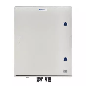 EMITER Switchgear Attached DCAC Hermetic IP66 EMITTER su Dehn 1000V Type 1+2 apsauga nuo viršįtampių nuolatinėje srovėje, 4 x PV String, 4 x MPPT // Ogr. AC Dehn Type 1+2, 100A 3 fazės, FR 100A, Syg. Faz + Kištukinis lizdas