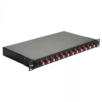 Equip 12 prievadų optinio pluošto sujungimo dėžutė, LC Duplex, OM4, 1U, su įranga, juoda