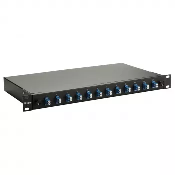 Equip 12 prievadų šviesolaidžio sujungimo dėžutė, LC Duplex, OS2 vienmodis, 1U, pilnai sukomplektuota, juoda | ITwork.lt