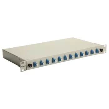 Equip 12-Port LC Duplex OS2 Šviesolaidžio Sujungimo Dėžutė, 1U, Montuojama į Stovą, Pilka