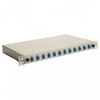 Equip 12-Port LC Duplex OS2 Šviesolaidžio Sujungimo Dėžutė, 1U, Montuojama į Stovą, Pilka