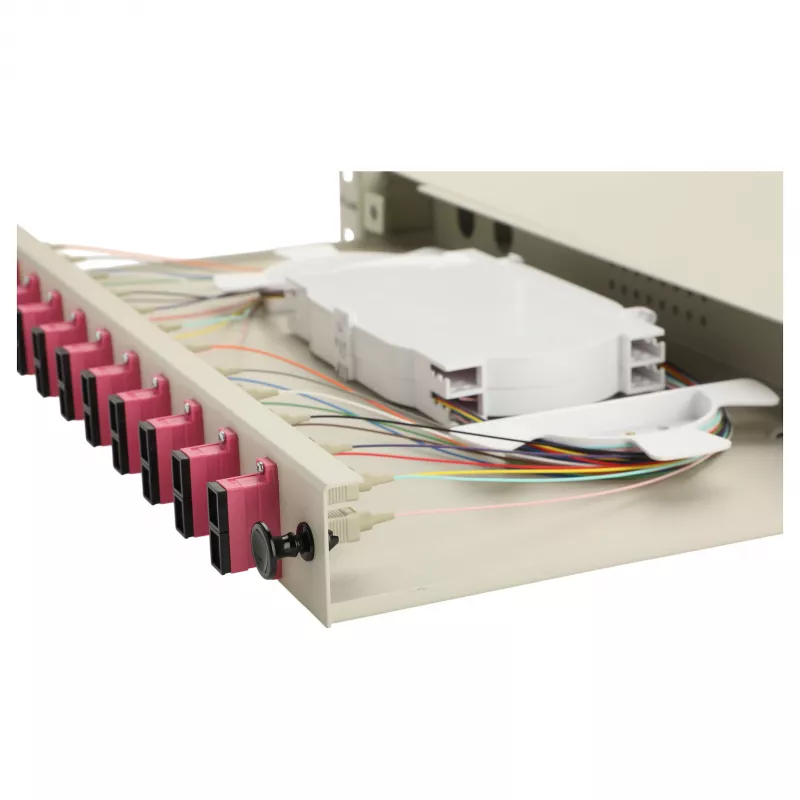 Equip 12-Port SC Duplex OM4 šviesolaidžio sujungimo dėžutė, 1U, pilnai komplektuota, pilka