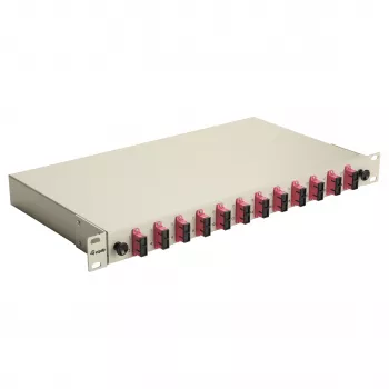 Equip 12-Port SC Duplex OM4 šviesolaidžio sujungimo dėžutė, 1U, pilnai komplektuota, pilka
