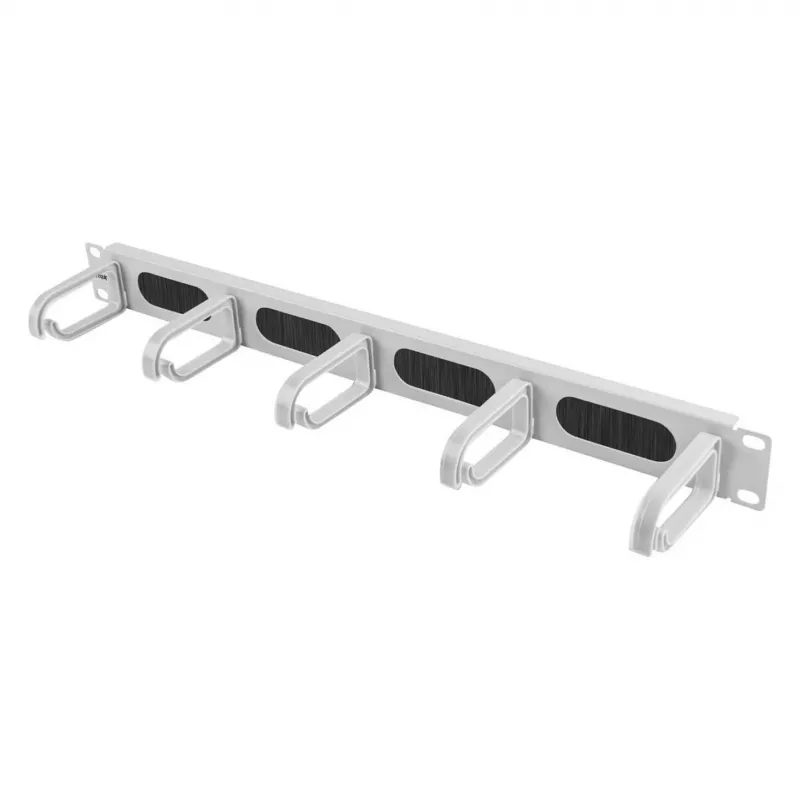 Equip 19 colių kabelių tvarkymo panelė su 5 plastikiniais žiedais, plieninė, 1U, RAL7035