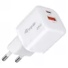 Equip 2-Portų USB-C PD3.0/USB-A GaN Sieninis Įkroviklis 20W Baltas