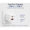 Equip 2-Portų USB-C PD3.0/USB-A GaN Sieninis Įkroviklis 20W Baltas