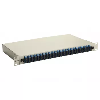 Equip 24 prievadų optinio pluošto sujungimo dėžė, SC Duplex, OS2, 1U, komplektuota, pilka