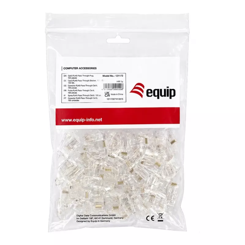 Equip Cat6 RJ45 UTP Nesuktių laidų jungčių rinkinys (100 vnt.) – permatomas