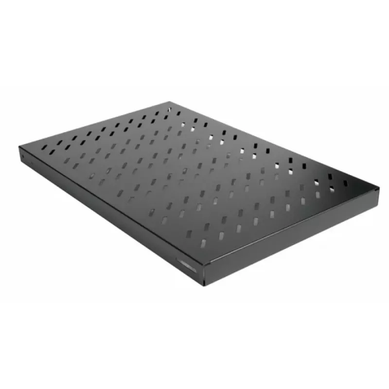 Equip EZVS-19-1-10-B 19 colių 1U fiksuota lentyna stelažui, 1000 mm gylio, juoda – tvirto plieno, 100 kg talpa