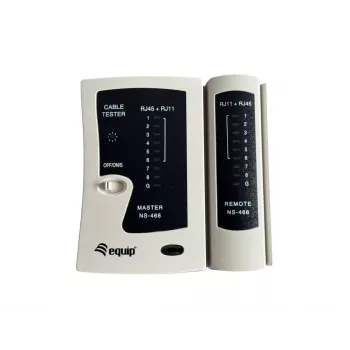 Equip Twisted Pair Cable Tester, RJ-11, RJ-12, RJ-45, trumpojo jungimo testavimas, perdavimo testavimas, balta, TX/RX, CE, RoHS