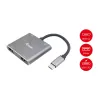 EQUIP USB-C 4-in-1 dvigubo HDMI adapteris su 100W PD, 4K MST, aliuminio korpusu