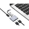 EQUIP USB-C 4-in-1 dvigubo HDMI adapteris su 100W PD, 4K MST, aliuminio korpusu