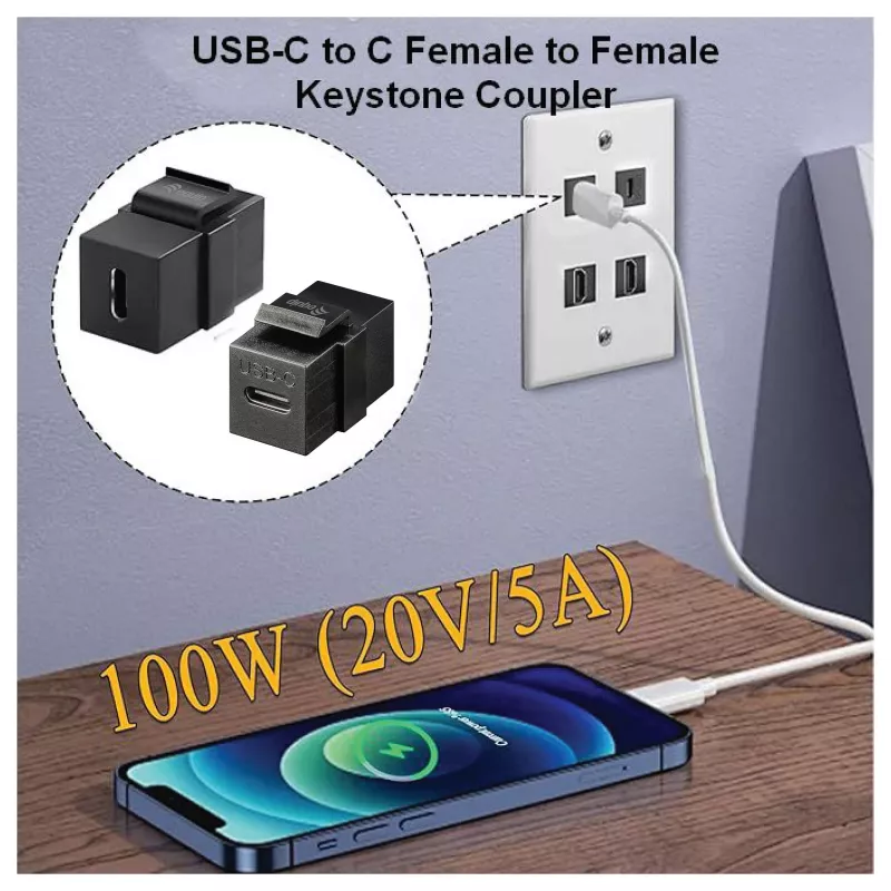 Equip USB-C Keystone Movą, USB 3.2 Gen 2, USB-C Moteriška į Moterišką, Juoda