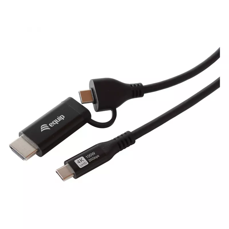 EQUIP USB-C į USB-C + HDMI adapteris su 100W Power Delivery, 4K 60Hz, 3m aliuminio korpusu