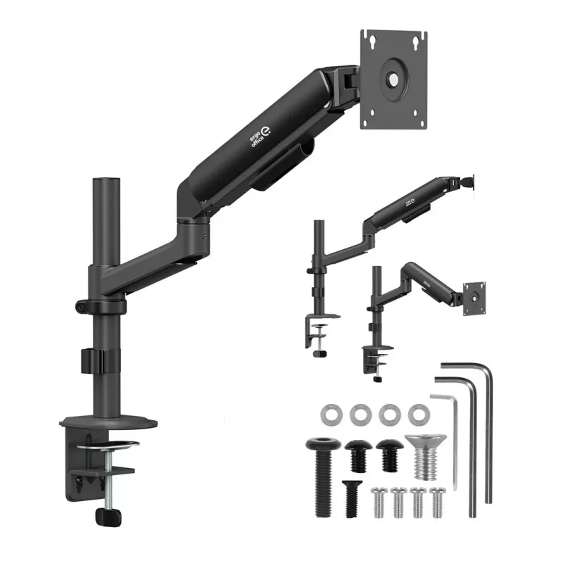 Ergo Office ER-691 B Dujinės spyruoklės monitoriaus laikiklis 17-32 inch ekranams, 1-10 kg, matinė juoda, VESA 75/100