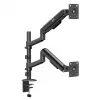 ERGO OFFICE ER-692 B – Dvigubo monitoriaus laikiklis su dujine spyruokle, tinka 17–32 inch, 1–10 kg vienai rankai, matinė juoda