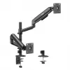 ERGO OFFICE ER-692 B – Dvigubo monitoriaus laikiklis su dujine spyruokle, tinka 17–32 inch, 1–10 kg vienai rankai, matinė juoda