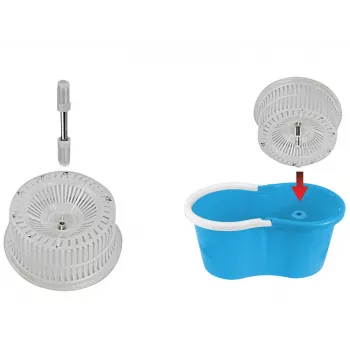 Esperanza EHS005 Rotacinė šluota su gręžimo mechanizmu, teleskopine rankena, 6 l kibiru, 2 mikropluošto galvutėmis, žalia/ pilka