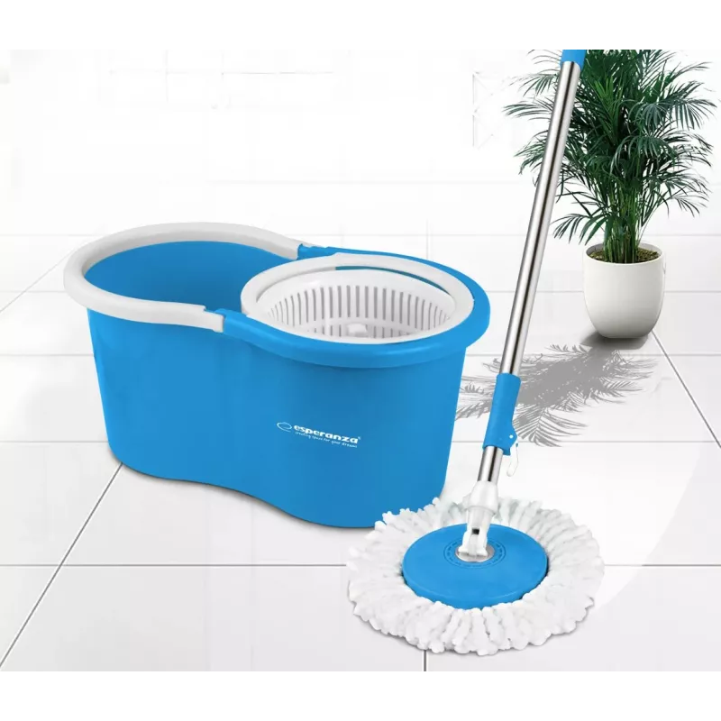 Esperanza EHS005 Rotacinė šluota su gręžimo mechanizmu, teleskopine rankena, 6 l kibiru, 2 mikropluošto galvutėmis, žalia/ pilka