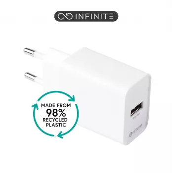 ESTUFF INFINITE (GRS) USB-A 20W įkroviklis, baltas, EU kištukas