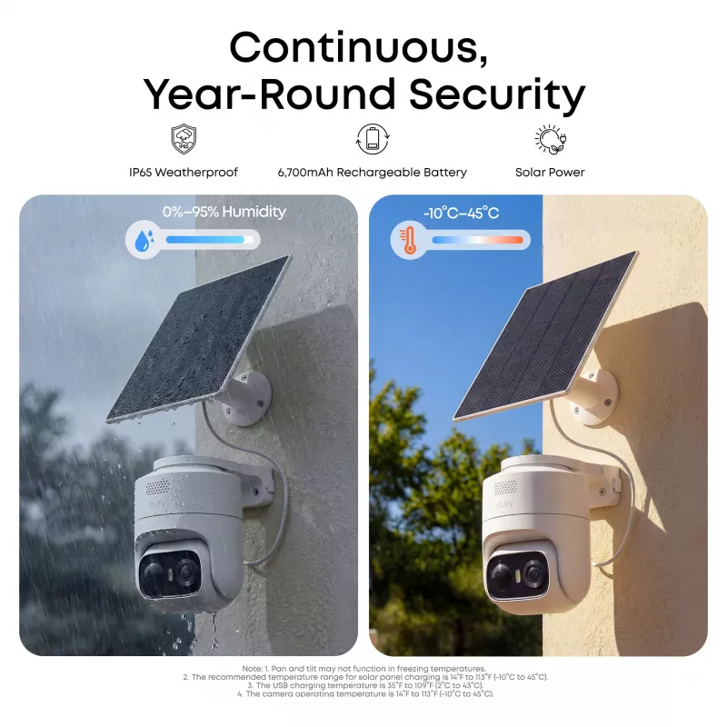 eufy eufyCam C36 solo 4K UHD belaidė saulės energijos apsaugos kamera, balta