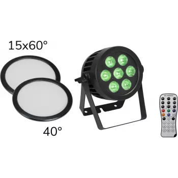 EUROLITE LED IP PAR 7x9W SCL Spot su 15x60° ir 40° difuzoriaus lęšiais 20000672
