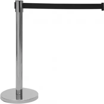 EUROLITE juostinis barjeras su juoda juosta, nerūdijančio plieno stulpas, 2 m 80702984