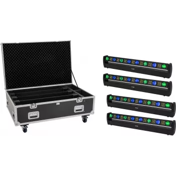 EUROLITE rinkinys 4x LED BAR-8 SWING QCL su flightcase ir ratukais