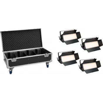 EUROLITE rinkinys 4x LED PLL-576 CW/WW panelės + lagaminas su ratukais DMX 576 LED 3000-6000K