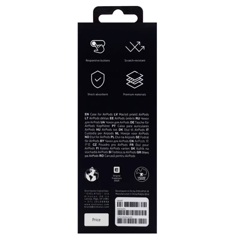 Evelatus Apple AirPods Case EAC04 tamsiai pilka