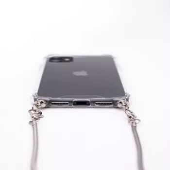 Evelatus Apple iPhone 11 Pro Max Silicone Transparent with Necklace TPU Strap Silver