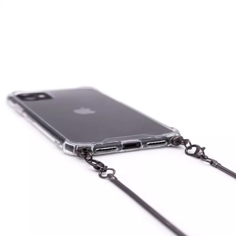 Evelatus Apple iPhone 11 Pro Max Silicone Transparent with Necklace TPU Strap Space Gray