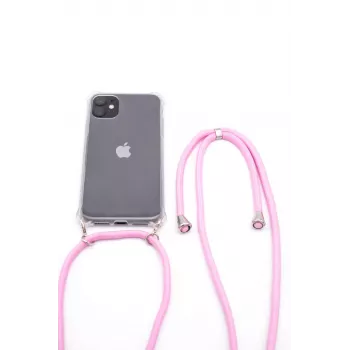 Evelatus Apple iPhone 11 Pro Silicone Transparent Case with Necklace TPU Strap Transparent