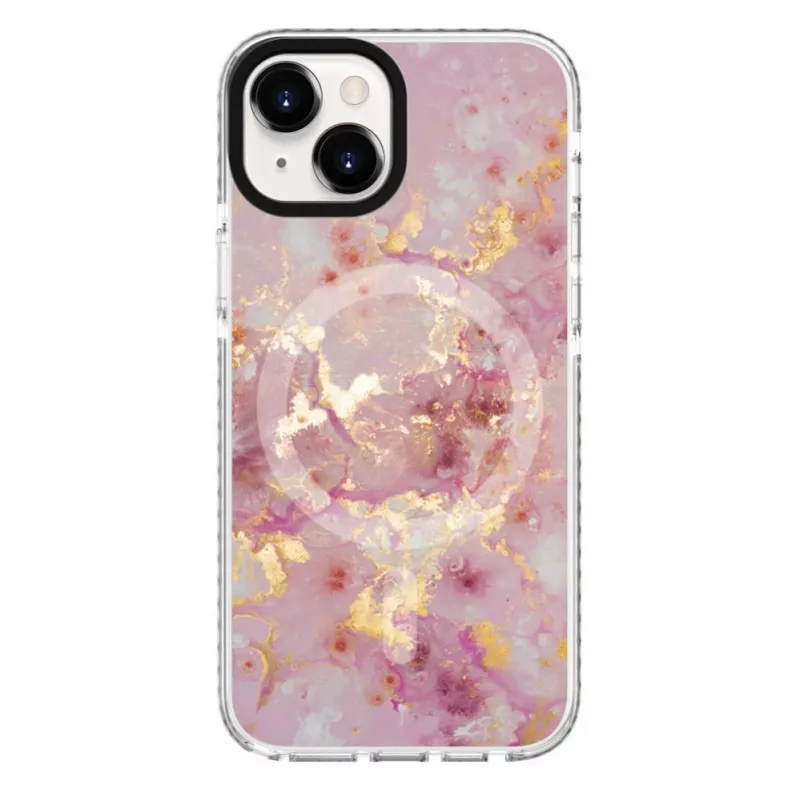 Evelatus Apple iPhone 15 PC+TPU dėklas su MagSafe - Marmurinis rožinis