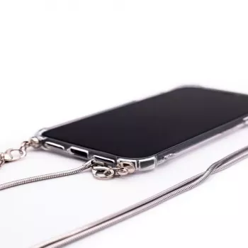 Evelatus Apple iPhone X/XS Silicone Transparent Case with Necklace TPU Strap Silver