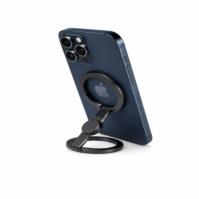 Evelatus magnetinis telefono metalinis žiedas-laikiklis juodas