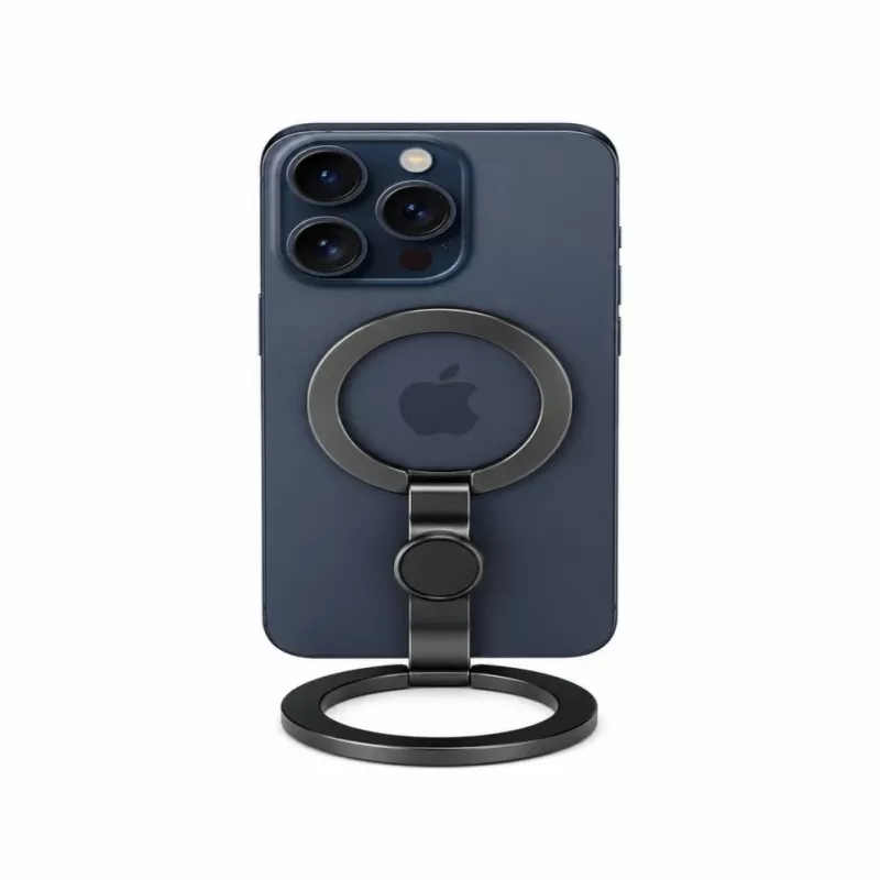 Evelatus magnetinis telefono metalinis žiedas-laikiklis juodas