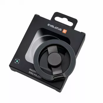 Evelatus magnetinis telefono metalinis žiedas-laikiklis juodas