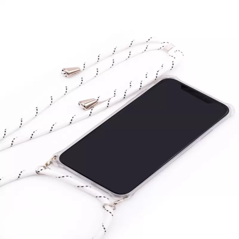 Evelatus Samsung A50 dėklas su virvute White Stripes Skaidrus