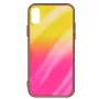 Evelatus Samsung Galaxy A20e Water Ripple Gradient Color Anti-Explosion Tempered Glass Case Gradient Yellow-Pink