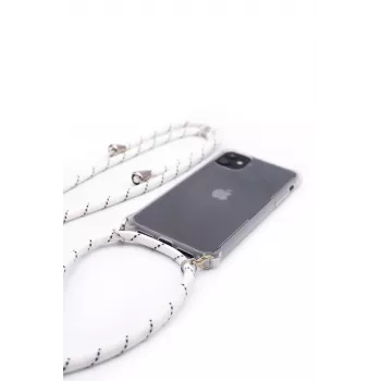 Evelatus Samsung Galaxy A30s Dėklas su Virvele Baltos Juostelės Skaidrus