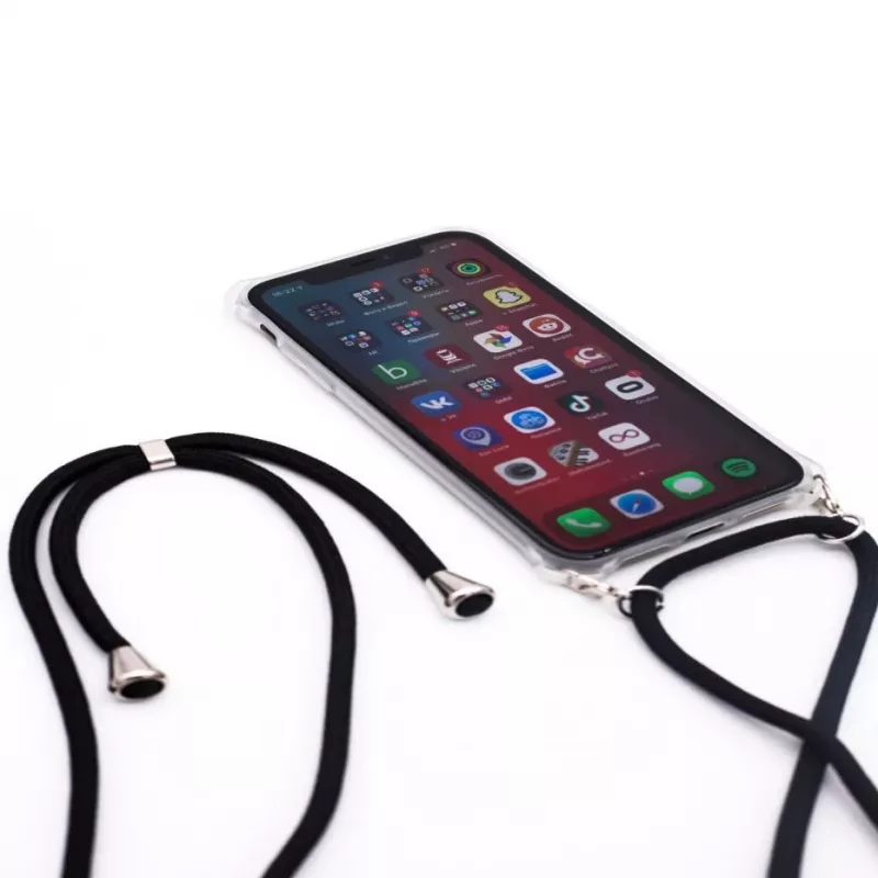 Evelatus Samsung Galaxy A40 Dėklas su Virvute Juodas Skaidrus