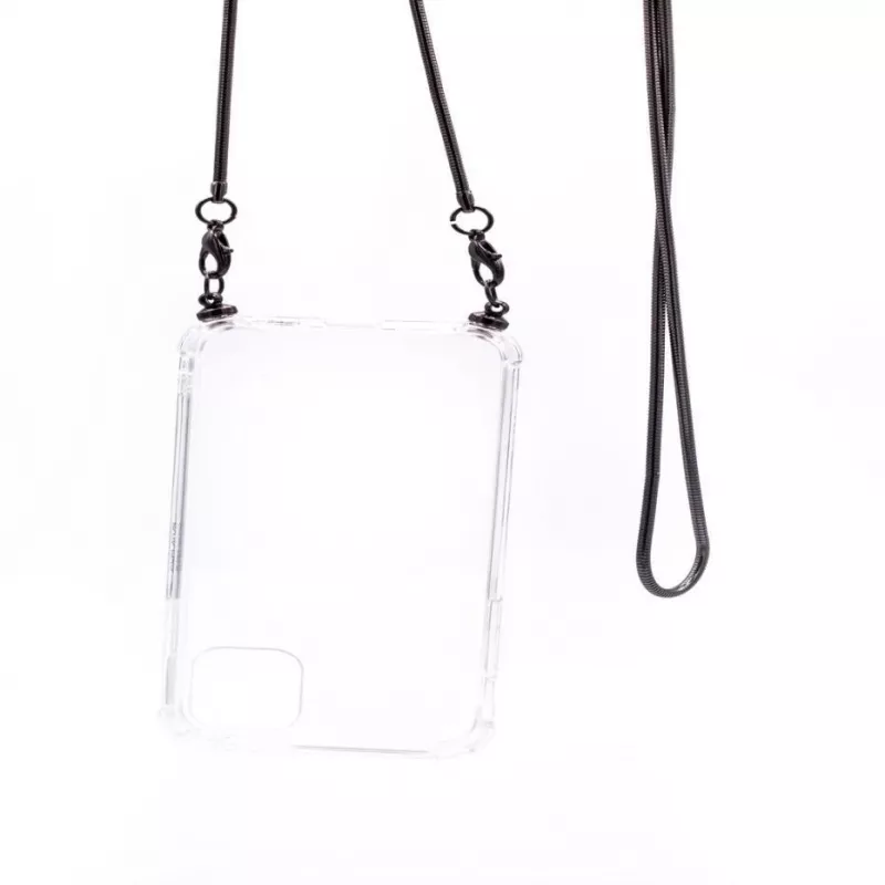 Evelatus Samsung Galaxy A70 Silicone Transparent with Necklace TPU Strap Space Gray